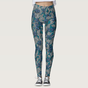 Blaubeergarten, blau und grau leggings