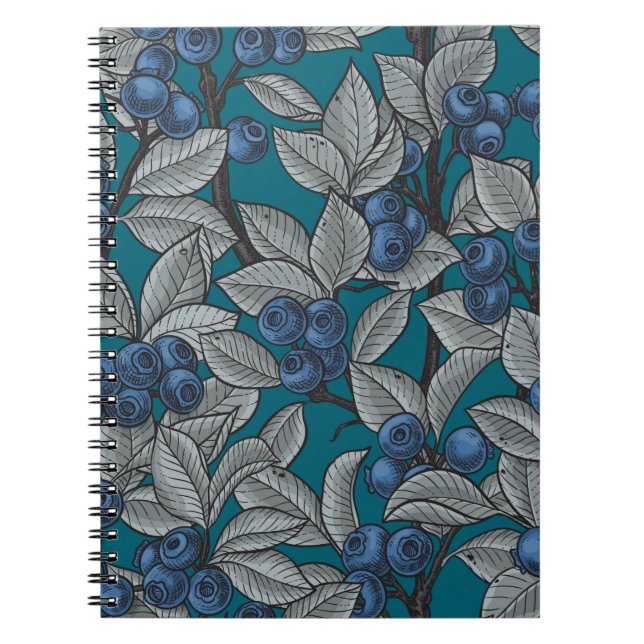 Blaubeergarten, blau und grau notizblock (Vorderseite)