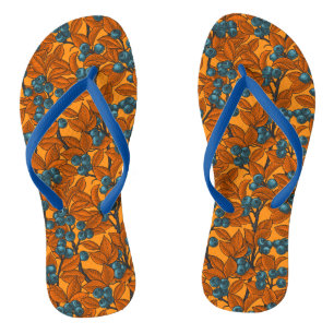 Blaubeergarten, blau und orange flip flops