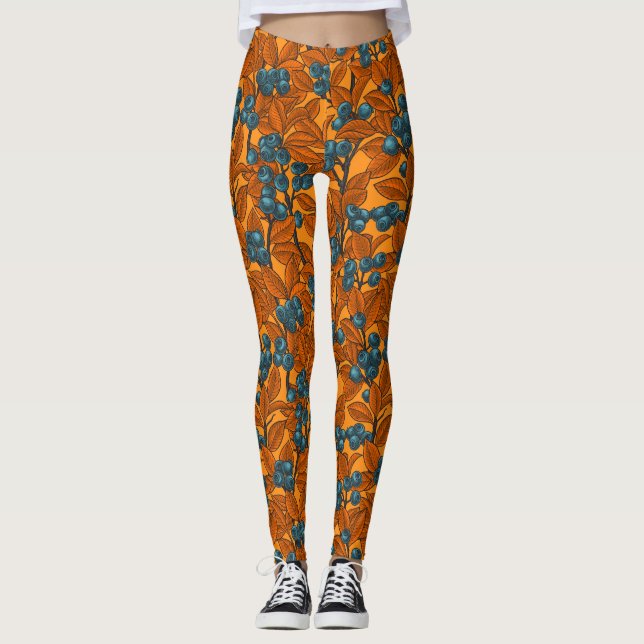 Blaubeergarten, blau und orange leggings (Vorderseite)