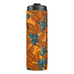 Blaubeergarten, blau und orange thermosbecher