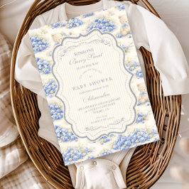 Blaubeergarten Teddy Toile Baby Shower Einladung