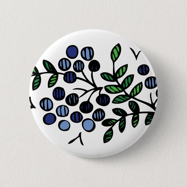 Blaubeerknopf-Blumenentwurf Button (Vorderseite)