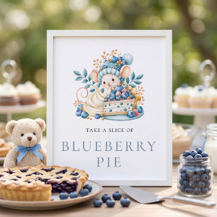 Blaubeerkuchen-Maus-Beeren-süße Babyparty Poster