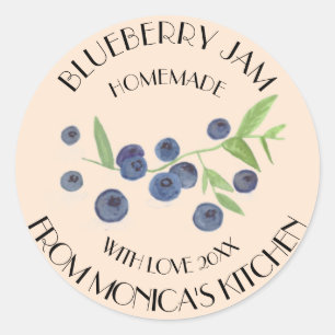 Blaubeermarmelade-Aquarell-Frucht-Küchenetikett Runder Aufkleber