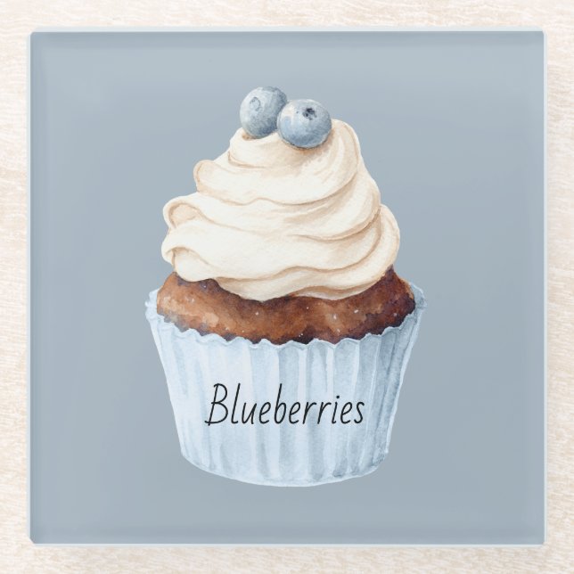 Blaubeermuffin Glasuntersetzer (Vorderseite)
