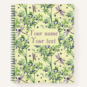 Blaubeermuster mit Libellen Notizbuch