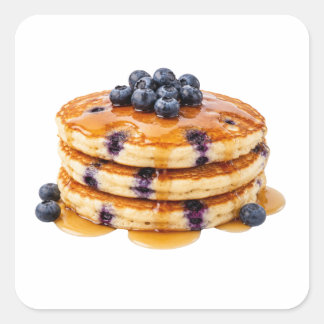 Blaubeerpfannkuchen mit Sirup Bild Quadratischer Aufkleber