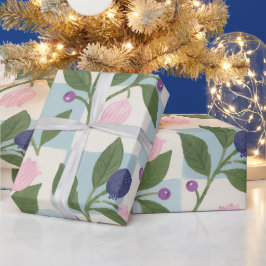 Blaubeerwiese-Blüten-Geschenkpapier Geschenkpapier