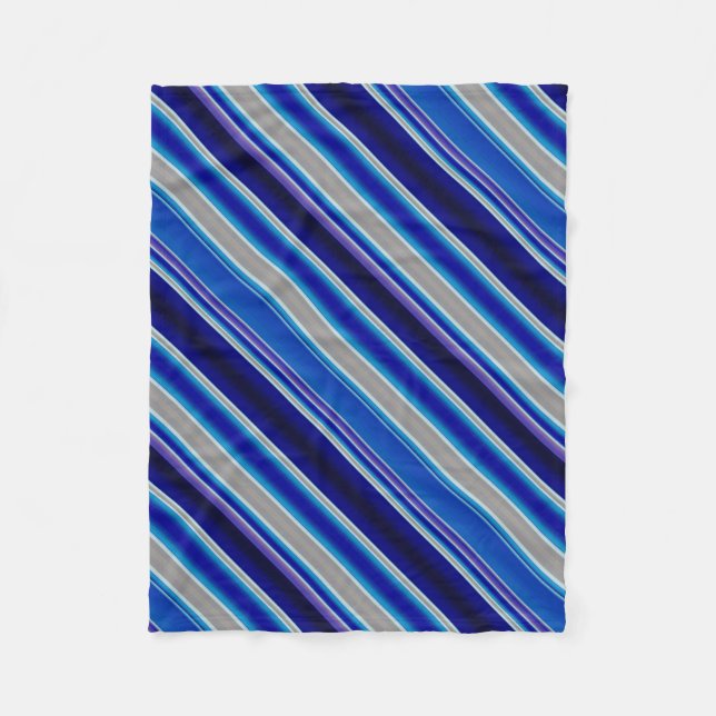 Blaubeige und Lavendelstreifen Fleecedecke (Vorderseite)
