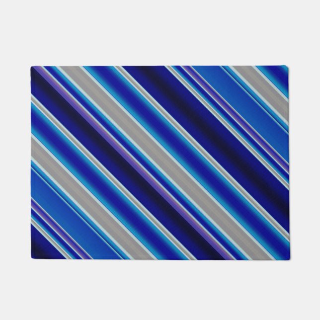 Blaubeige und Lavendelstreifen  Fußmatte (Vorderseite)