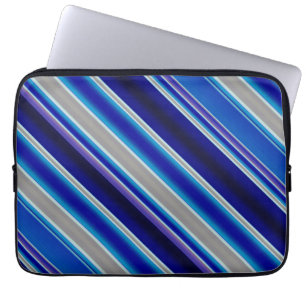Blaubeige und Lavendelstreifen Laptopschutzhülle