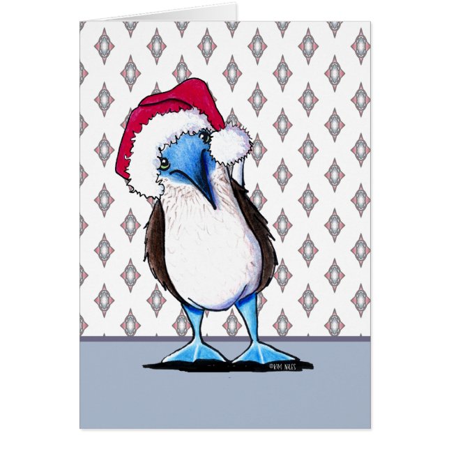 Blaubeiniger Vogel Weihnachtskarte (Vorne)