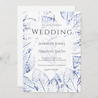 Blaubirke in Navy verlasst Naturhochzeit in Weiß Einladung