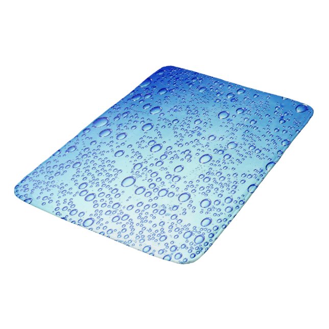 Blaubläschen-Design für große Badematte (Schrägansicht)