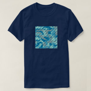 BlauBlast-Camouflage-Muster Quadrat-Scheiben T-Shirt