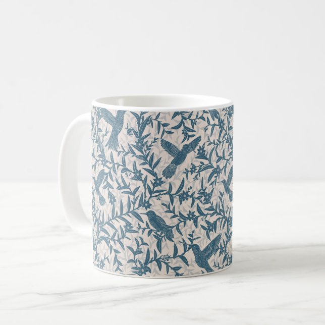 Blaublättrige Blätter von Hummingvögeln Kaffeetasse (Vorderseite Links)