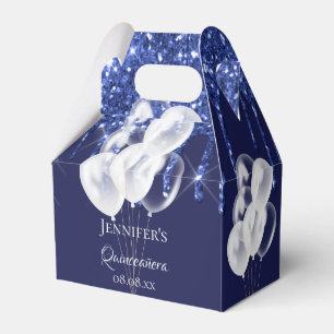 Blaublauer Glitzer aus Quinceanera Geschenkschachtel