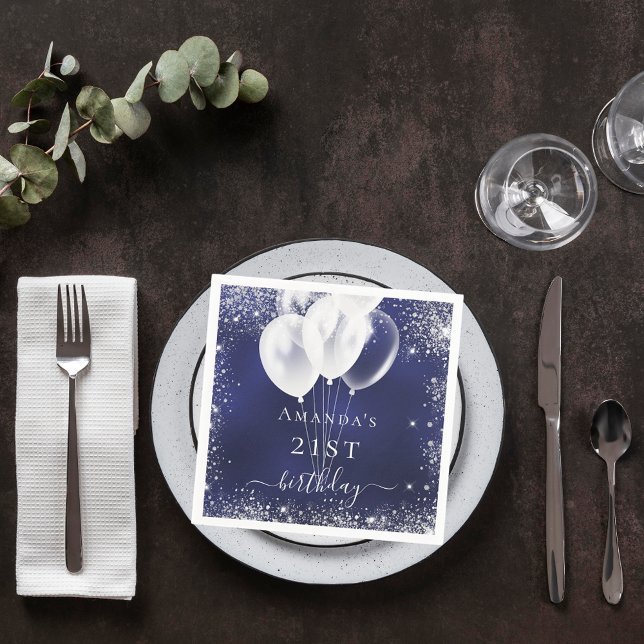 Blaublauer Silberblauer Glitzer Serviette (Von Creator hochgeladen)