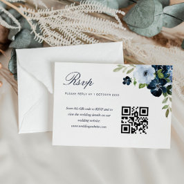 Blaubläuliche Hochzeit QR Code rsvp Karte