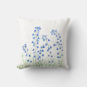 Blaubläuliche pastellblaue Blume Aquarellnatur Kissen