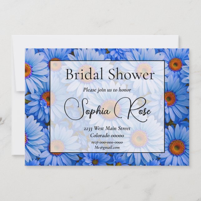 Blaubläuliche Sonnenblumen Blaue Gänse Muster Einladung (Vorderseite)