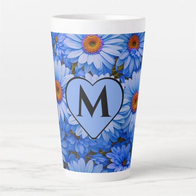 Blaubläuliche Sonnenblumen Blaue Gänse Muster Milchtasse (Vorderseite)
