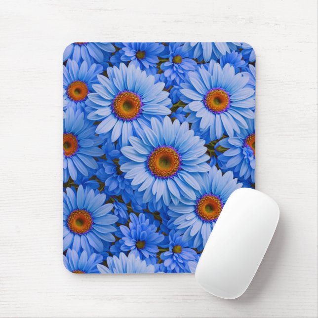 Blaubläuliche Sonnenblumen Blaue Gänse Muster Mousepad (Mit Mouse)