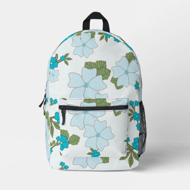 Blaublumen, Blumenmuster, Muster der Blume Bedruckter Rucksack (Vorderseite)
