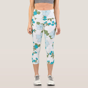 Blaublumen, Blumenmuster, Muster der Blume Capri Leggings