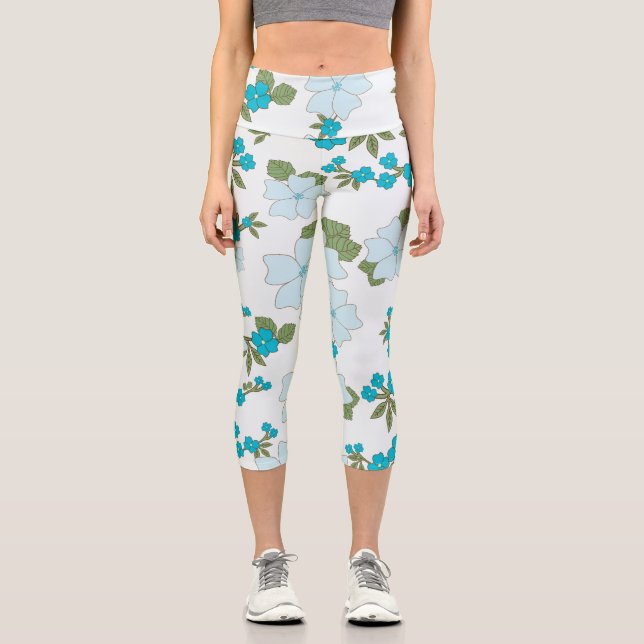 Blaublumen, Blumenmuster, Muster der Blume Capri Leggings (Vorderseite)
