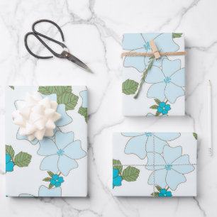 Blaublumen, Blumenmuster, Muster der Blume Geschenkpapier Set