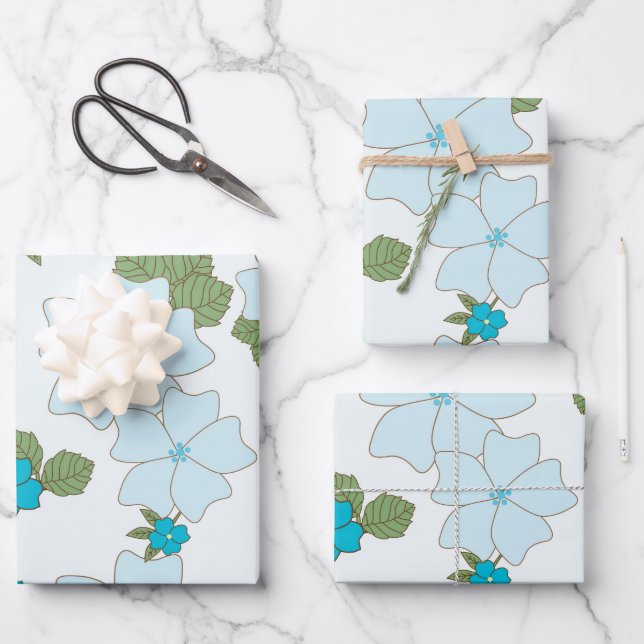 Blaublumen, Blumenmuster, Muster der Blume Geschenkpapier Set (Vorderseite)