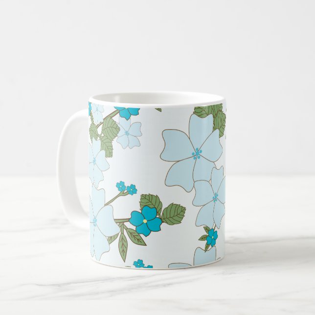 Blaublumen, Blumenmuster, Muster der Blume Kaffeetasse (Vorderseite Links)