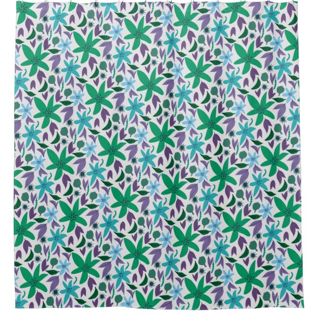 Blaublumen Duschvorhang (Vorderseite)