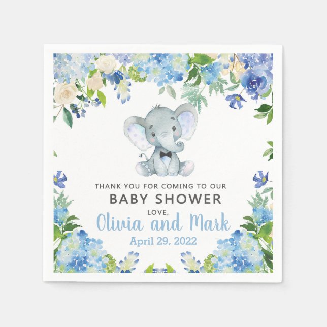 Blaublumen Elefant & Bugs Krawatte Babydusche Serviette (Vorderseite)