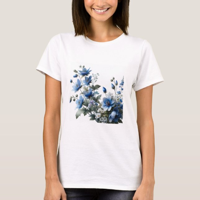 Blaublumen Frauenhemd T-Shirt (Vorderseite)