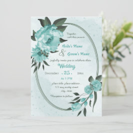 Blaublumen, geometrische Hochzeit Einladung