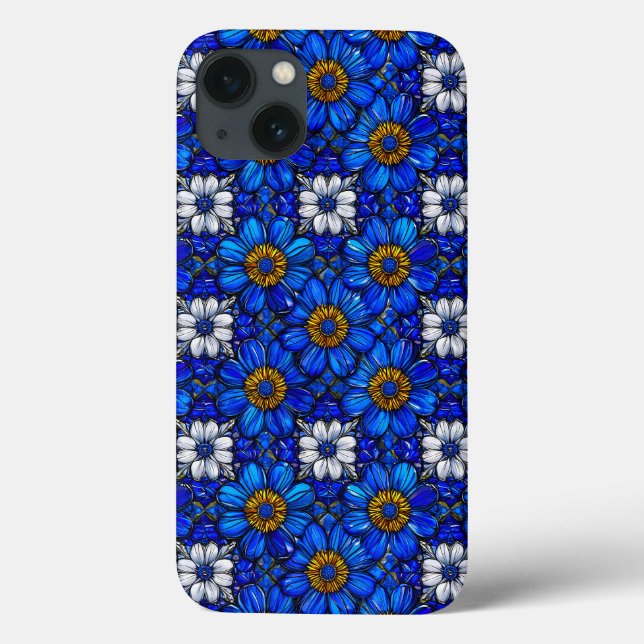 Blaublumenmuster Case-Mate iPhone Hülle (Rückseite)