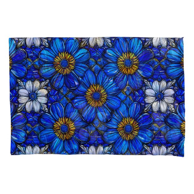 Blaublumenmuster Kissenbezug (Vorderseite)