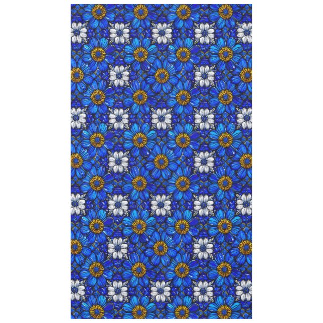 Blaublumenmuster Tischdecke (Vorderseite)