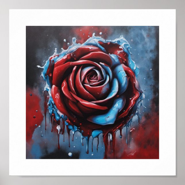 Blaublut-Moon-Rose-Poster Poster (Vorne)