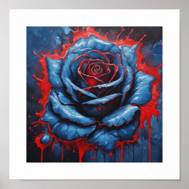 Blaublut-Moon-Rose-Poster Poster (Vorne)