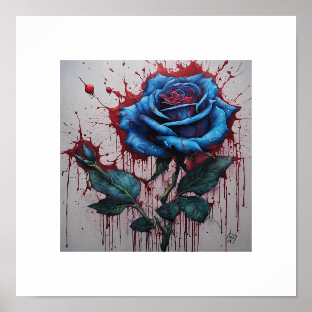 Blaublut-Moon-Rose-Poster Poster (Vorne)