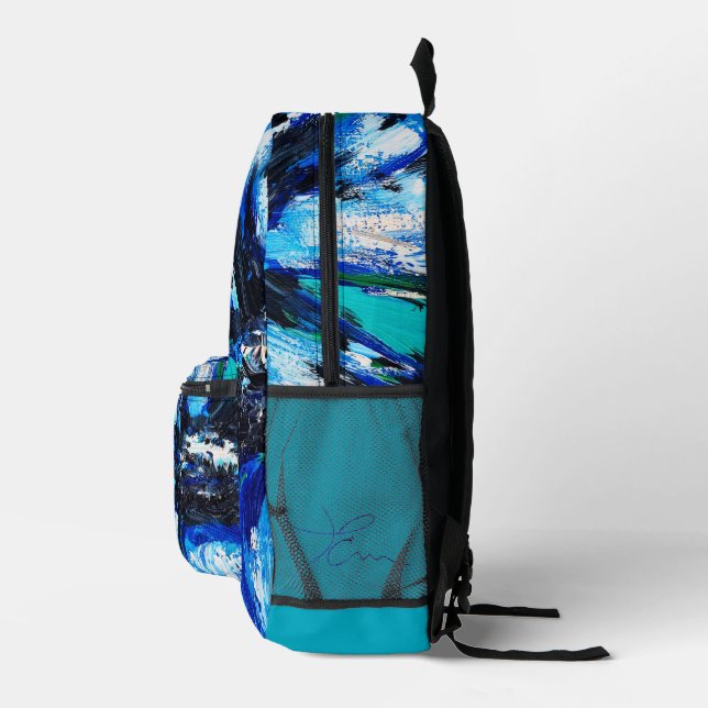Blaublüte Bedruckter Rucksack (Rechts)
