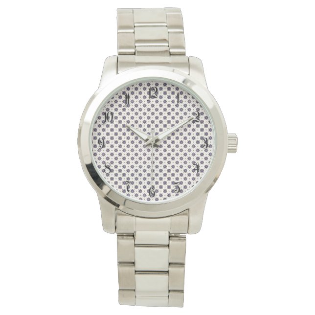Blaublütenmuster Armbanduhr (Vorderseite)