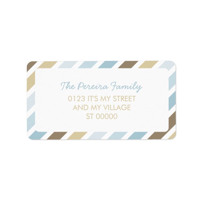 Blaubraune Diagonal Stripe Muster Einfach Streifen Adressaufkleber (Vorne)