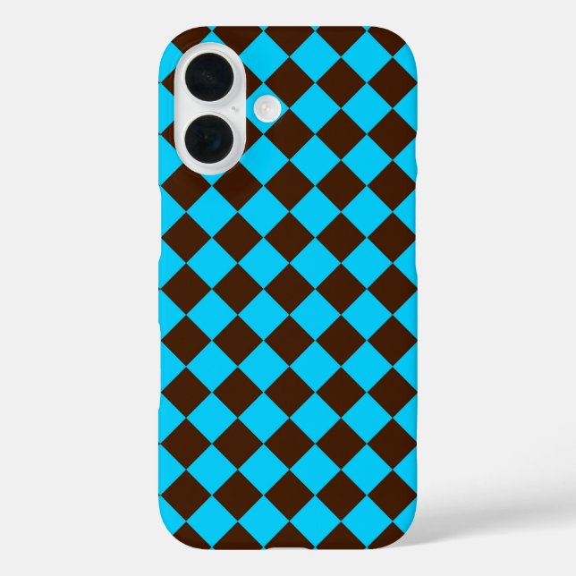 Blaubraune Diamant-Schachbrett-Muster Case-Mate iPhone Hülle (Rückseite)