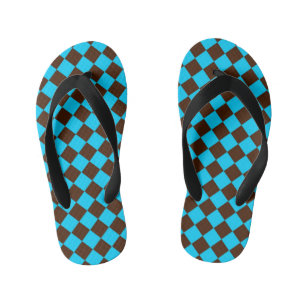 Blaubraune Diamant-Schachbrett-Muster Kinderbadesandalen