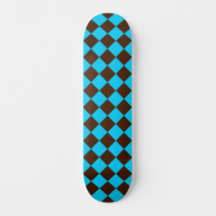 Blaubraune Diamant-Schachbrett-Muster Skateboard